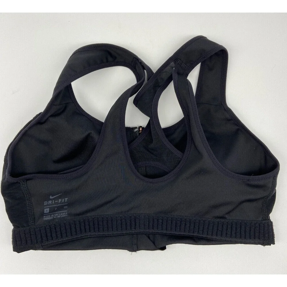 Nike‎ Dri-Fit Sports Bra Women’s Sz S Racerback Zip Up Padded Compression Black
